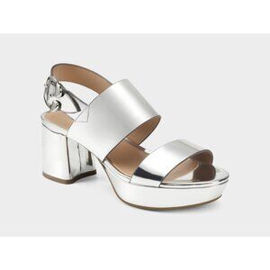 Aerosoles "Camera" Women's Shoes Size 7.5 M Block Heels Silver Metallic NEW $135